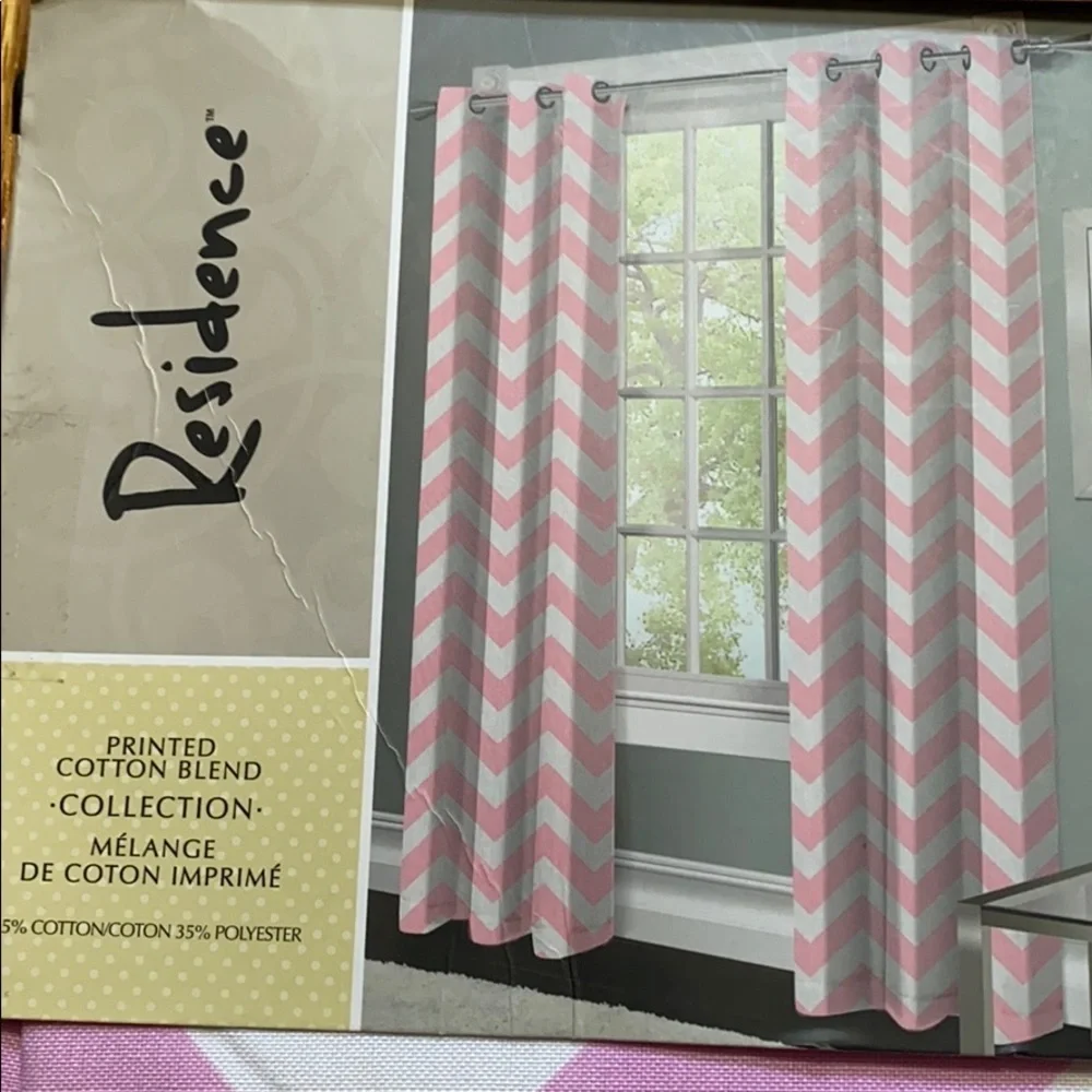 NWT Residence pink and white curtains